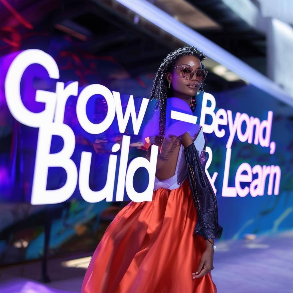 Grow Beyond, Build Learn fashion slogan
